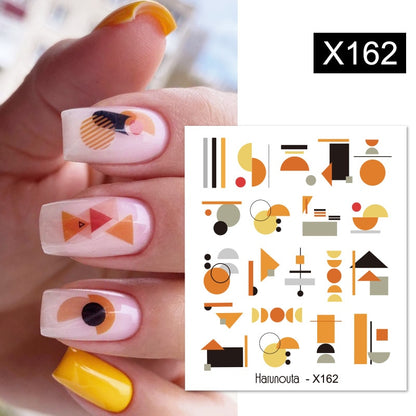 Harunouta Black Lines Flower Leaves Water Decals Stickers