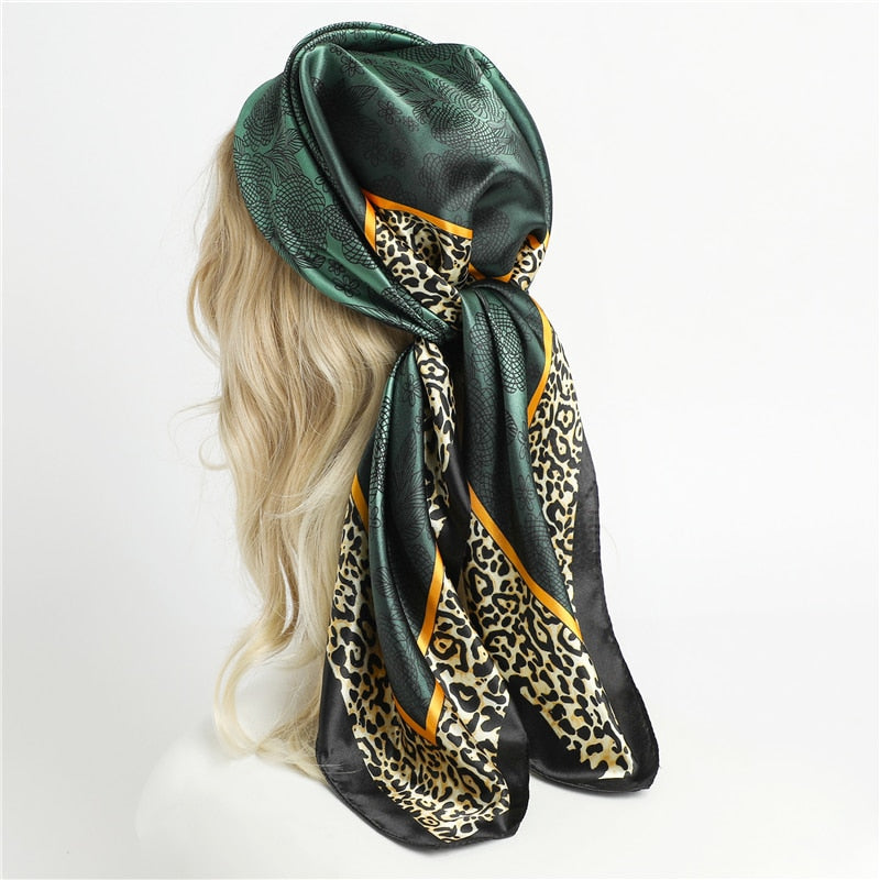 Neckerchief Shawl Wraps Print Silk Satin Scarf