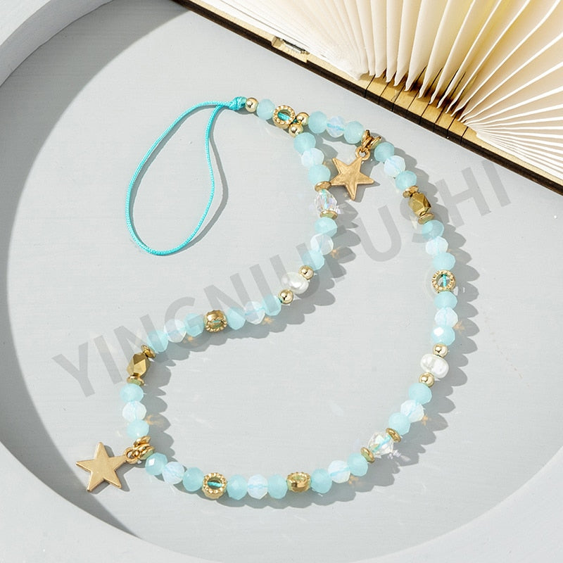 Five-pointed star pendant pearl mobile phone chain