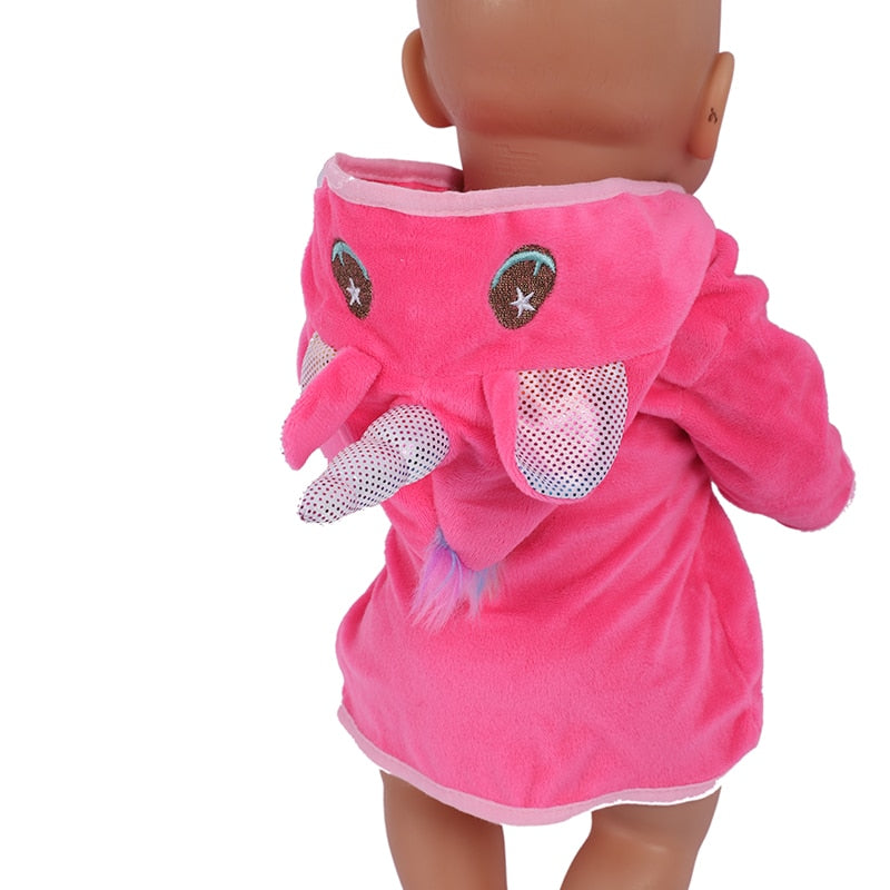 18 zoll Puppe Kleidung Einhorn Bademantel Anzug 43 Cm Puppe Kleidung Geboren Baby Fit Amerikanische Mädchen Puppe Zubehör Puppen für mädchen Geschenk