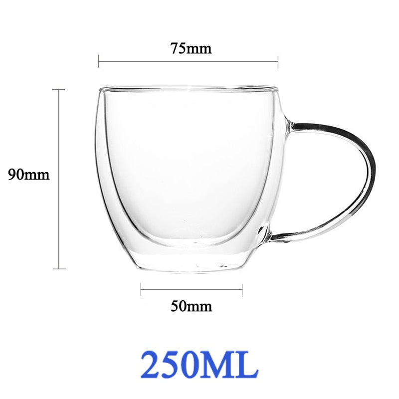 1-6PCS 80-450ML Wärme Beständig Doppel Wand Tee Glas Tasse Bier Kaffee Handgemachte Kreative Kalt getränke Transparent Drink Set