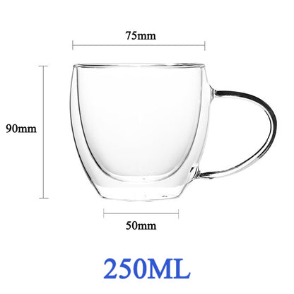 1-6PCS 80-450ML Wärme Beständig Doppel Wand Tee Glas Tasse Bier Kaffee Handgemachte Kreative Kalt getränke Transparent Drink Set