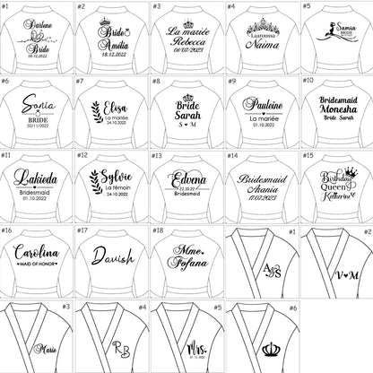 Anpassen Name Datum Hochzeit Feder Braut Robe Brautjungfer Bademantel Nachtwäsche Lange Elegante Frau Kleid Sexy Nachthemd für Party
