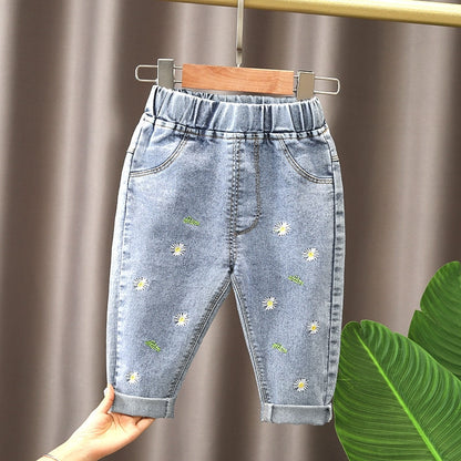 Mädchen Cartoon Jeans Hosen Kinder Jeans hose Freizeit kleidung für Kleinkind Baby Mädchen 2-6 Jahre Frühling Sommer trend ige Kinder kleidung