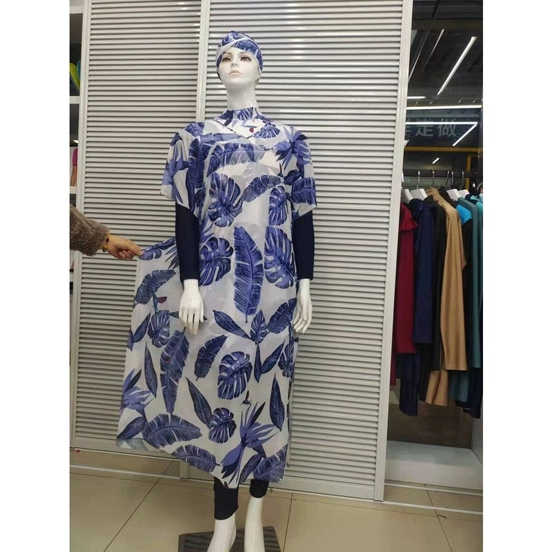 4 Pcs frauen Muslimischen Bademode Digital Gedruckt Lslamic Kleidung Hijab Langen Ärmeln Sport Badeanzug Burkinis Tragen Badeanzug 4XL