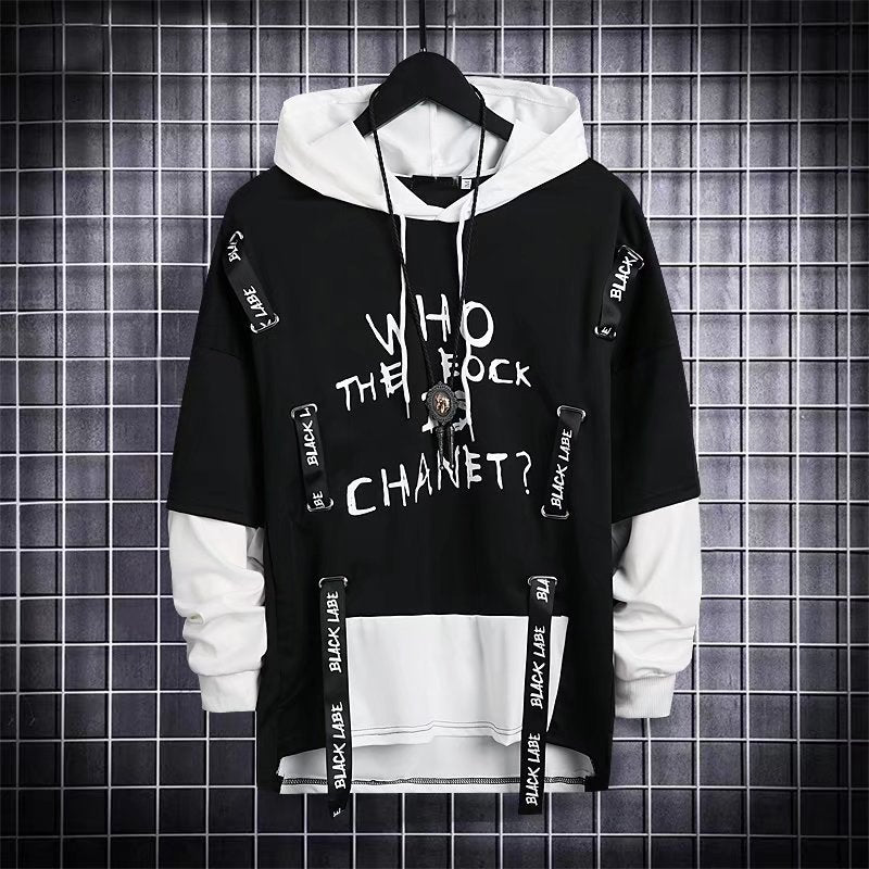Autumn Men's Hoodie Sweatshirt Casual Black Hoodies Tops Techwear Hip Hop