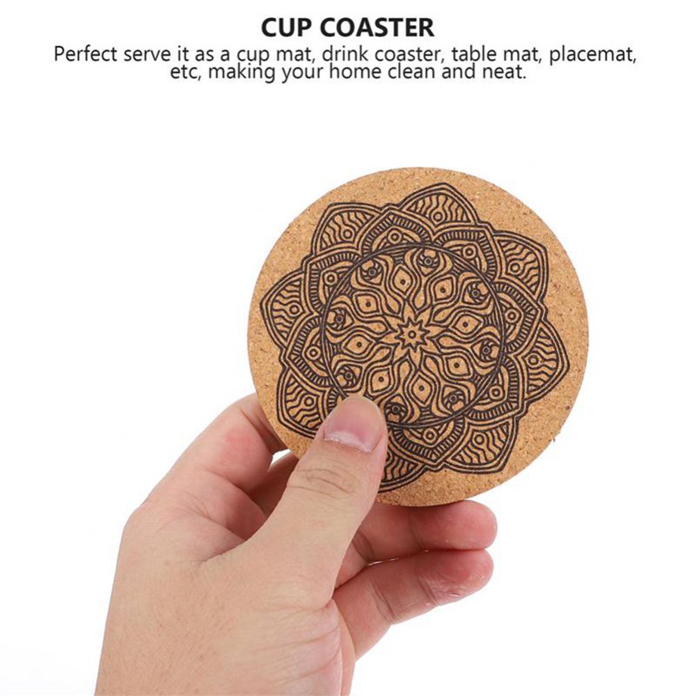 6Pcs/1Set Nordic Mandala Design Runde Holz Untersetzer Tisch Tischset Kaffee Tasse Matte Schreibtisch Nicht-slip wärmedämmung Tee Pad