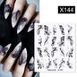 Harunouta Black Lines Flower Leaves Water Decals Stickers