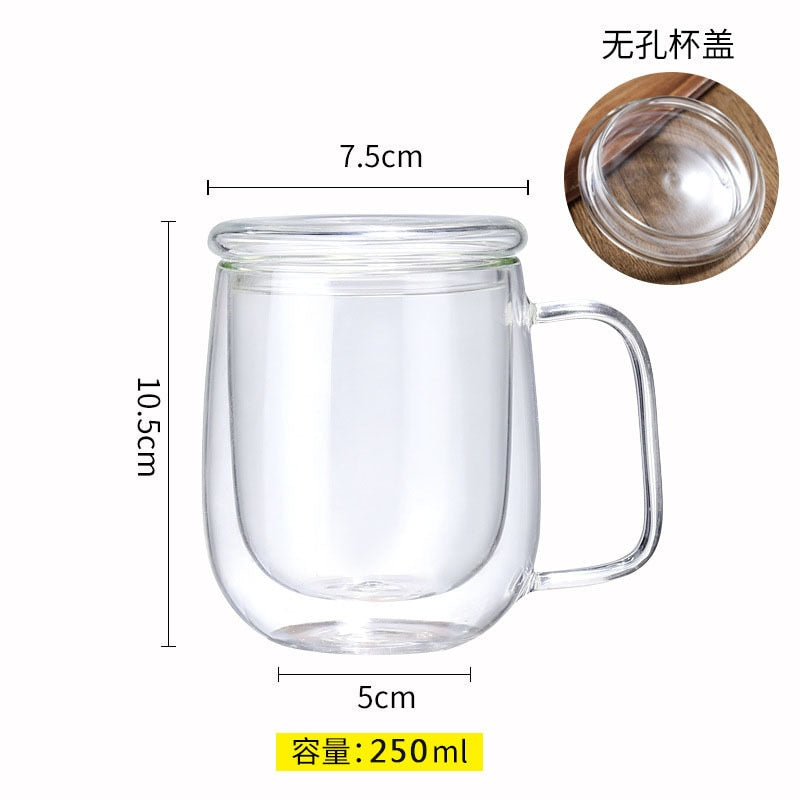 1-6PCS 80-450ML Wärme Beständig Doppel Wand Tee Glas Tasse Bier Kaffee Handgemachte Kreative Kalt getränke Transparent Drink Set