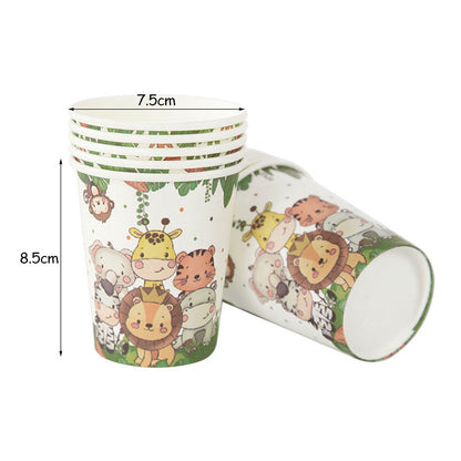 61pcs Dschungel Tier Einweg geschirr Set Papp teller Tasse Serviette Banner Kinder Junge Wald Safari Thema Geburtstags feier liefert