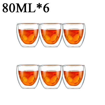 1-6 stücke Wärme Beständig Glas Becher Doppel Wand Hohe Borosilikat Kaffee Tasse Milch Zitrone Saft Bier Tasse Bar drink Kreativität Geschenk
