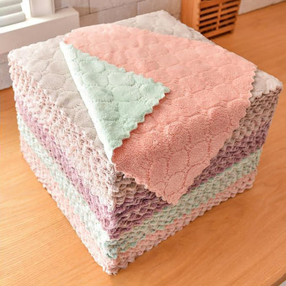 10PCS Mikrofaser Handtuch Saugfähigen Küche Reinigung Tuch Nicht-stick Öl Schüssel Handtuch Lumpen Servietten Geschirr Haushalt Reinigung Handtuch