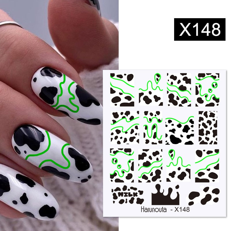 Harunouta Black Lines Flower Leaves Water Decals Stickers