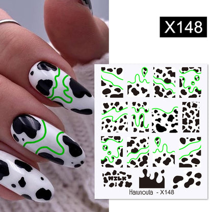 Harunouta Black Lines Flower Leaves Water Decals Stickers