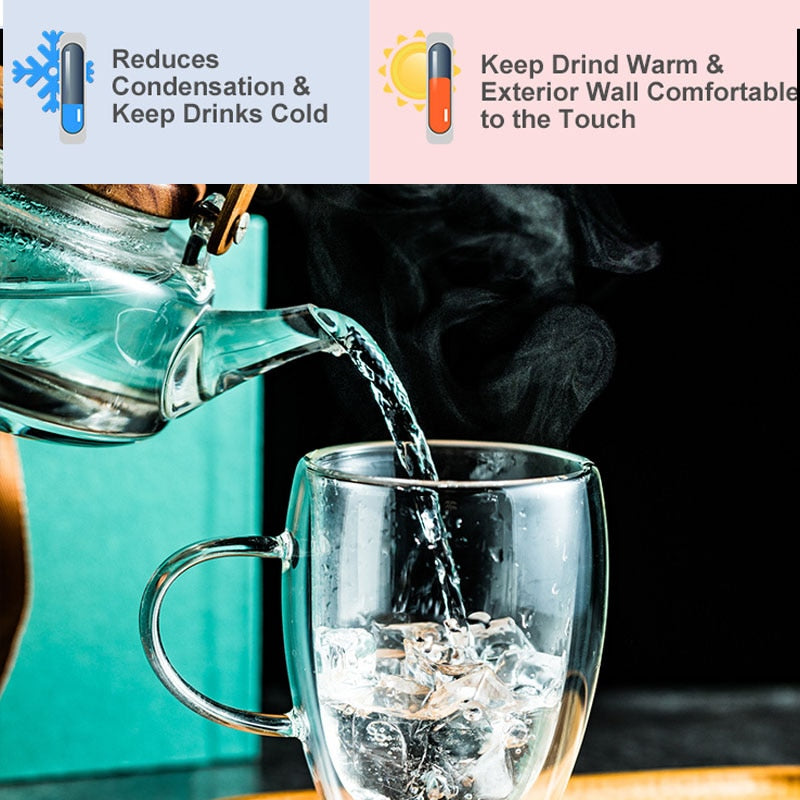 1-6 stücke Wärme Beständig Glas Becher Doppel Wand Hohe Borosilikat Kaffee Tasse Milch Zitrone Saft Bier Tasse Bar drink Kreativität Geschenk