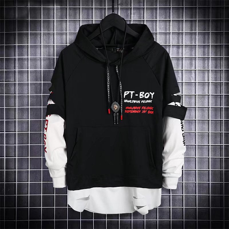Autumn Men's Hoodie Sweatshirt Casual Black Hoodies Tops Techwear Hip Hop