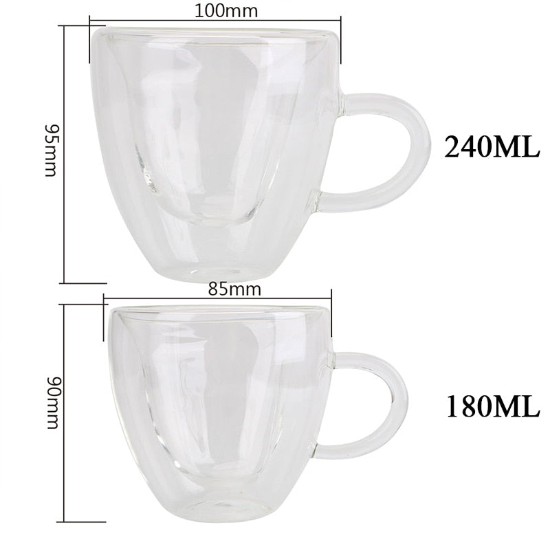 Doppel Wand Hohe Borosilikatglas Becher Hitze Beständig Tee Milch Zitrone Saft Kaffee Wasser Tasse Bar Drink Liebhaber Geschenk Kreativität