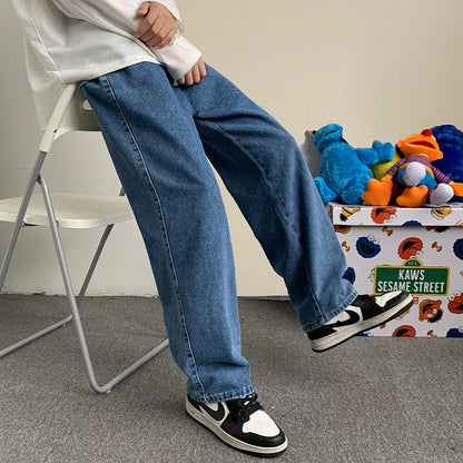 Frühling neue Streetwear Baggy Jeans Männer koreanische Mode lose gerade weites Bein Hosen männliche Marken kleidung schwarz hellblau