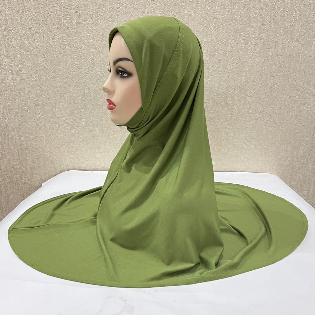 H124 plain big size muslim hijab with chin part top quality Hijab