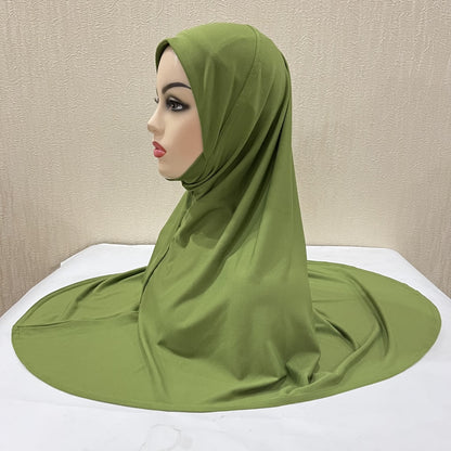 H124 plain big size muslim hijab with chin part top quality Hijab