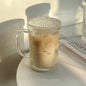 375Ml Simple Stripe Glass Cup With Lid and Straw Transparent Bubble Tea Cup Juice Glass Beer Can Milk Mocha Cups Breakfast Mug