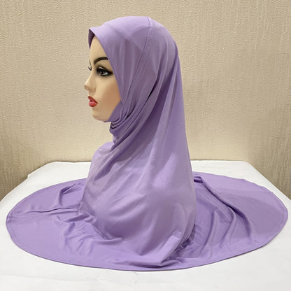 H124 plain big size muslim hijab with chin part top quality Hijab