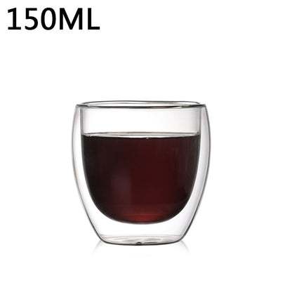 1-6PCS 80-450ML Wärme Beständig Doppel Wand Tee Glas Tasse Bier Kaffee Handgemachte Kreative Kalt getränke Transparent Drink Set