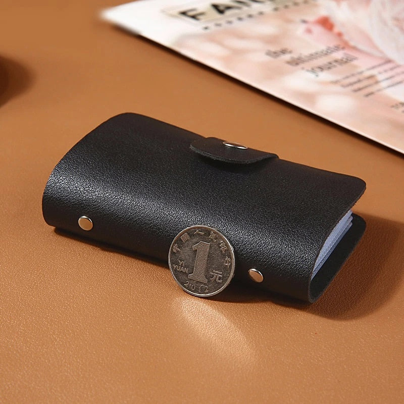 24 Slots Bits Karten halter Tasche einfache einfarbige Tasche Fall Frauen Männer Kredit ausweis Veranstalter Leder Karten inhaber Brieftasche