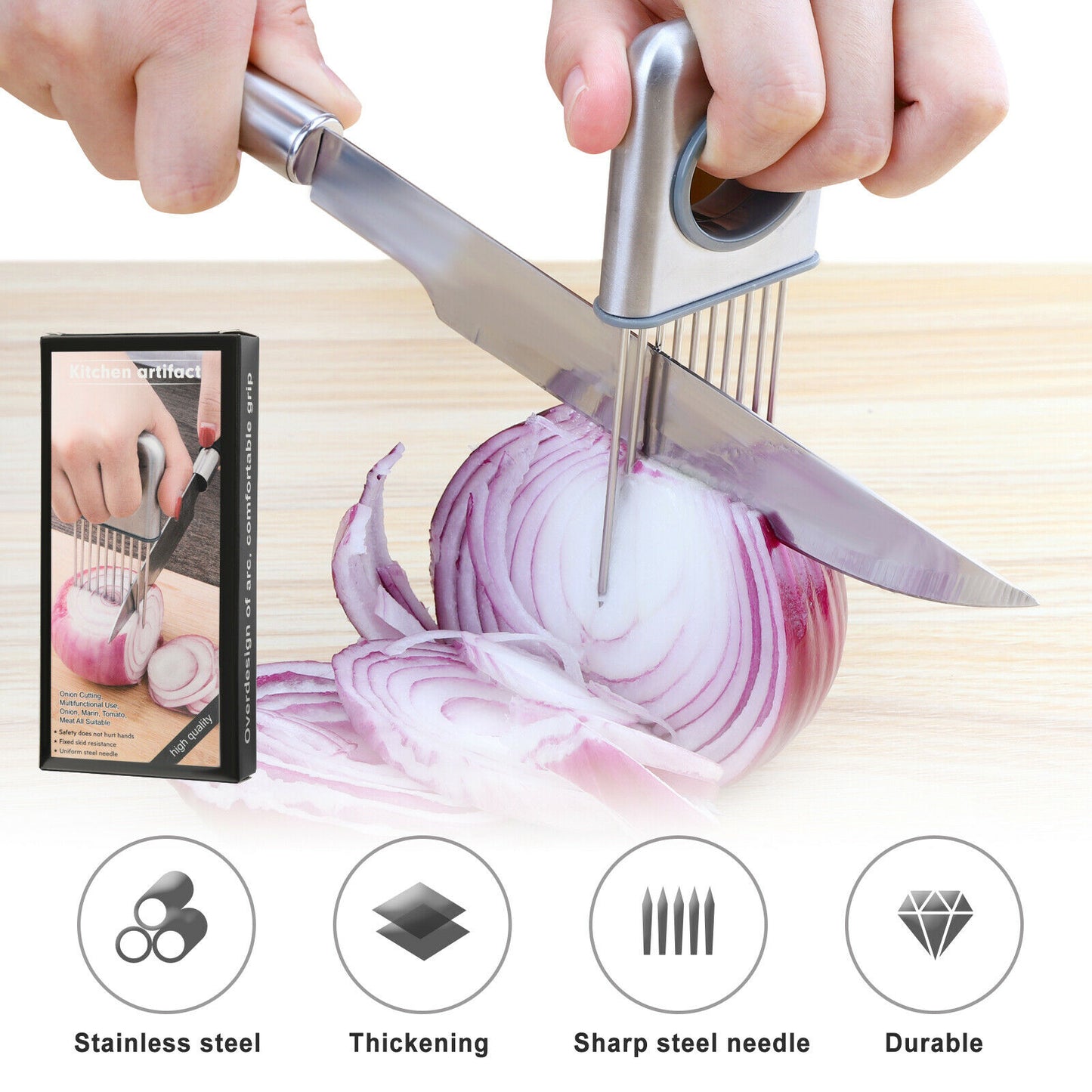 Zwiebel Halter Slicer Gemüse werkzeuge Tomaten Cutter Edelstahl Küche Gadget