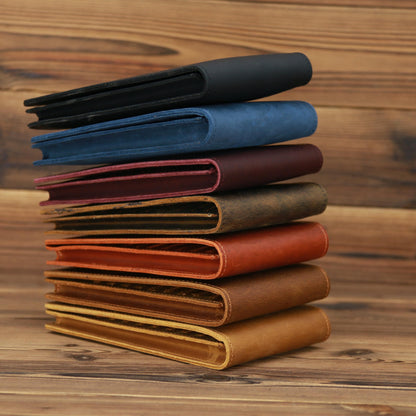 Männer Lange Handy Tasche Geld Tasche Kopf Schicht Rindsleder Crazy Ma Karte Tasche Brieftasche Karte Clip Große Karte Clip dünn