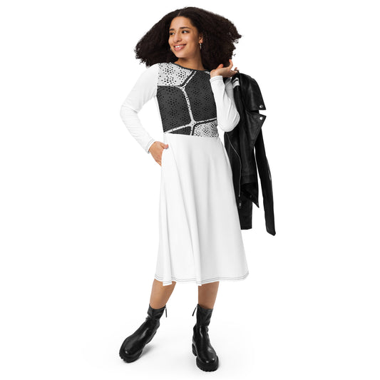 Langärmliges Midikleid mit Allover