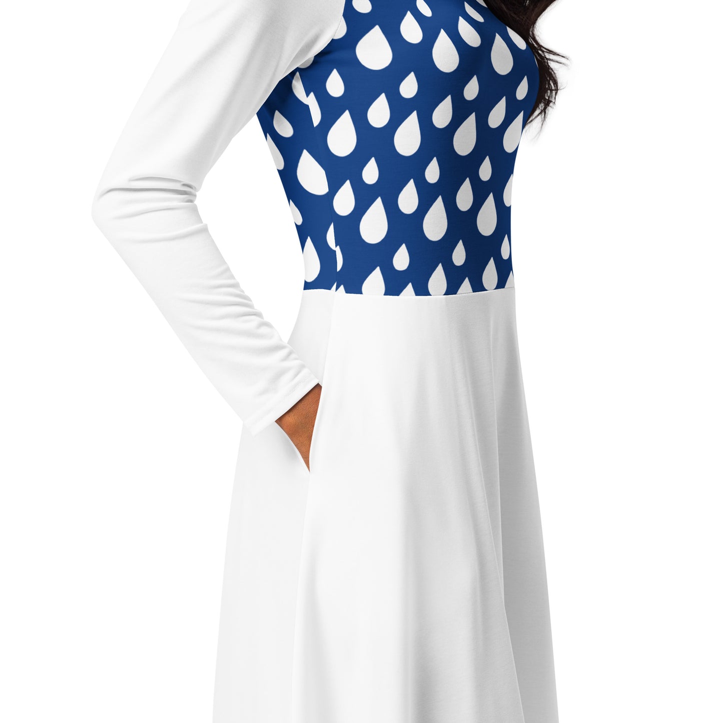 Langärmliges Midikleid mit Allover-Druck