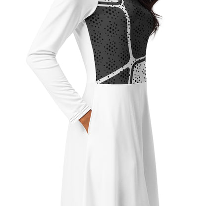 Langärmliges Midikleid mit Allover