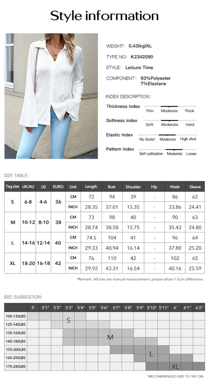 Europäisches und amerikanisches Hemd mit Temperament einfarbig
