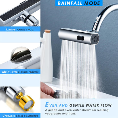 Kitchen Faucet Waterfall Outlet Splashproof Universal Rotating Bubbler Multifunctional Water Nozzle Extension Kitchen Helper