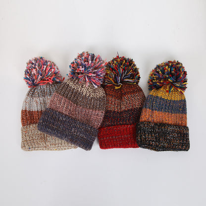 Neue Koreanische Stil Nette Pelz Ball Fishbone Farbe Nähte Verdickte frauen Gestrickte Hut