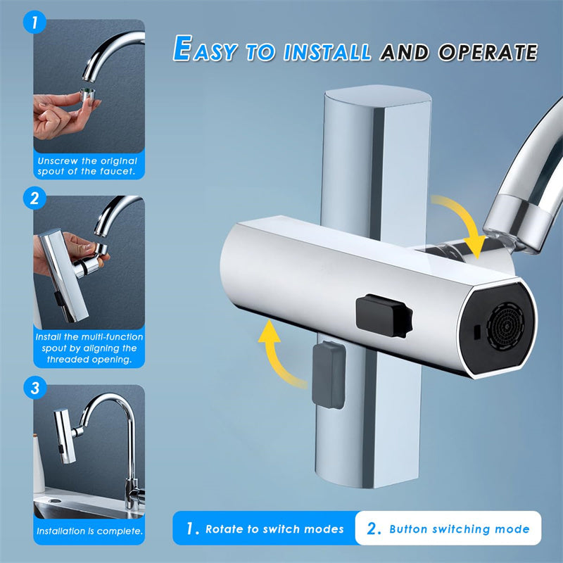 Kitchen Faucet Waterfall Outlet Splashproof Universal Rotating Bubbler Multifunctional Water Nozzle Extension Kitchen Helper