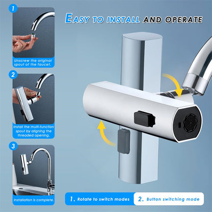 Kitchen Faucet Waterfall Outlet Splashproof Universal Rotating Bubbler Multifunctional Water Nozzle Extension Kitchen Helper