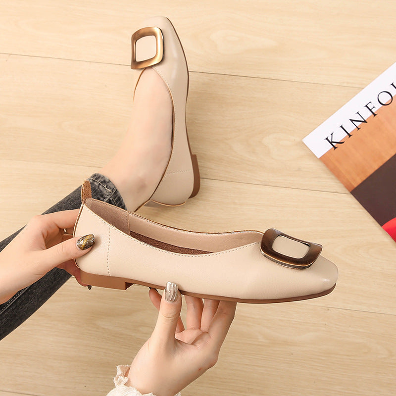 Damen-Pumps quadratische Zehenpartie Slip-On-Mokassins