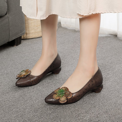 Frühlings-neue Leder-Damenschuhe handgefertigte Retro-Kuhleder-Schuhe