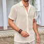 Sommer Mesh Kurzarm Shirt Mode Einfarbig Revers Shirt Tops Strand Männer Kleidung