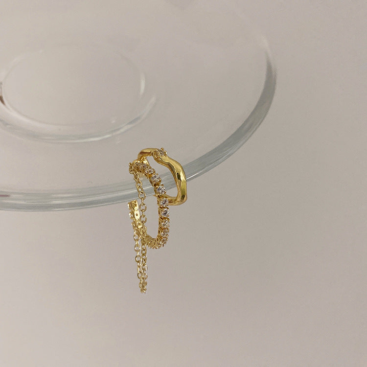 Rhinestone Chain Tassel Metal Ear Clip for Women