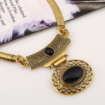 Kurzes hohles ovales Hals ketten hals-band mit Edelsteinen