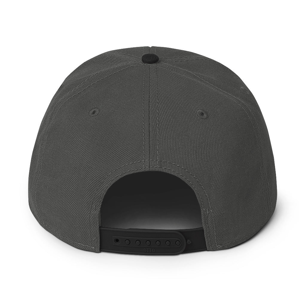 Die Snapback-Cap deiner Träume! Strukturiert und hochkarätig mit einem flachen Schirm welches leicht grau auf der Unterseite ist.