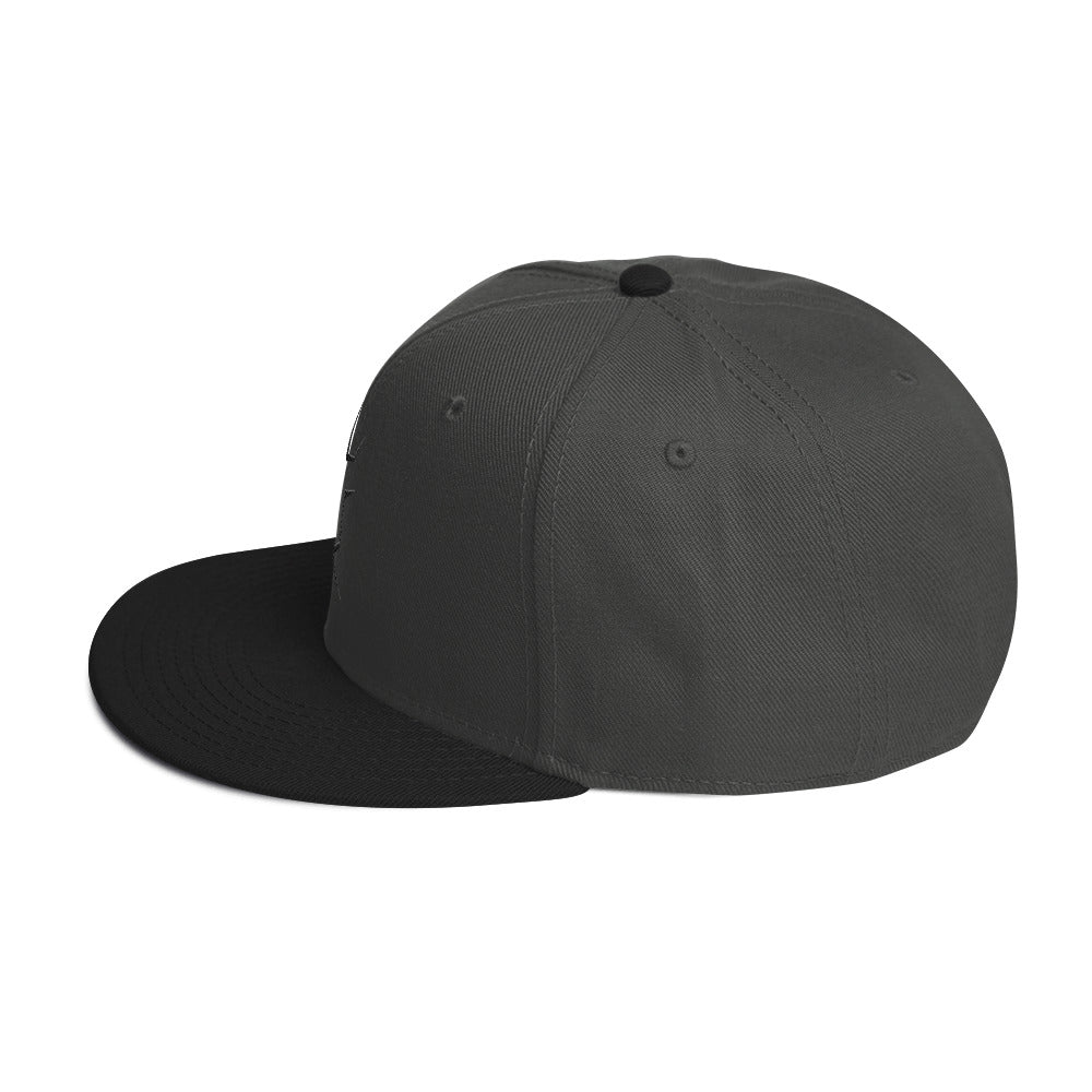Die Snapback-Cap deiner Träume! Strukturiert und hochkarätig mit einem flachen Schirm welches leicht grau auf der Unterseite ist.