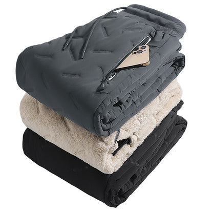 Winter Zip Taschen Verdicken Fleece Jogginghose Männer Jogger Schwarz Grau Unten Baumwolle Warme Hosen Männlichen Wasserdicht Thermische Hosen 7XL