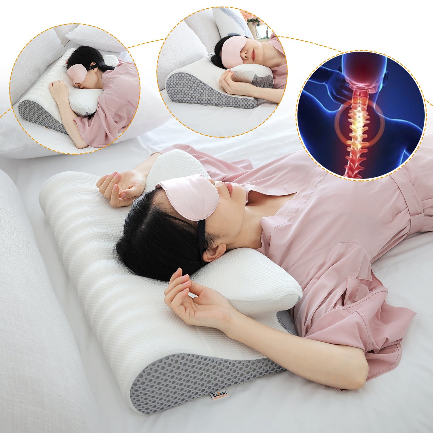 Fuloon Contour Memory-Foam Nackenkissen Ergonomische Orthopädische Hals Schmerzen Kissen für Seite Zurück Magen Sleeper Förderunterricht Kissen