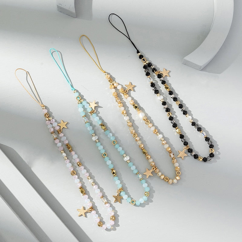 Five-pointed star pendant pearl mobile phone chain